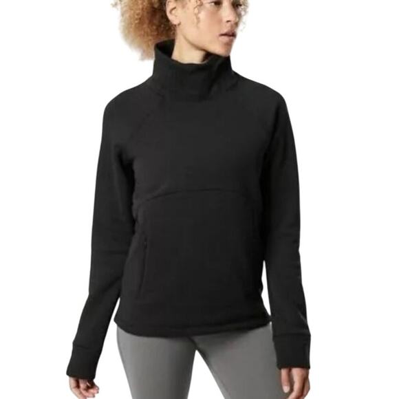 Athleta Polartech Pullover Funnel Neck Sweatshirt Medium Black Workout Wicking - Picture 1 of 11